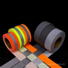 High visibility red reflective webbing tape material fabric